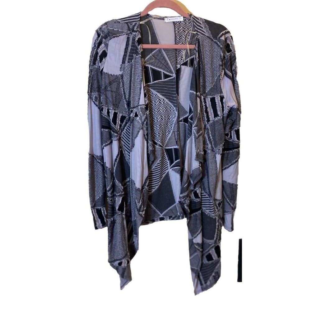 Open Cardigan Patchwork Asymmetrical Art to Wear Women Large Lagenlook T Party